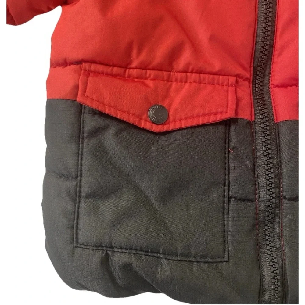iXtreme‎ Puffer Jacket Kids 12M Red Black Hooded Fleece Lined Winter Coat